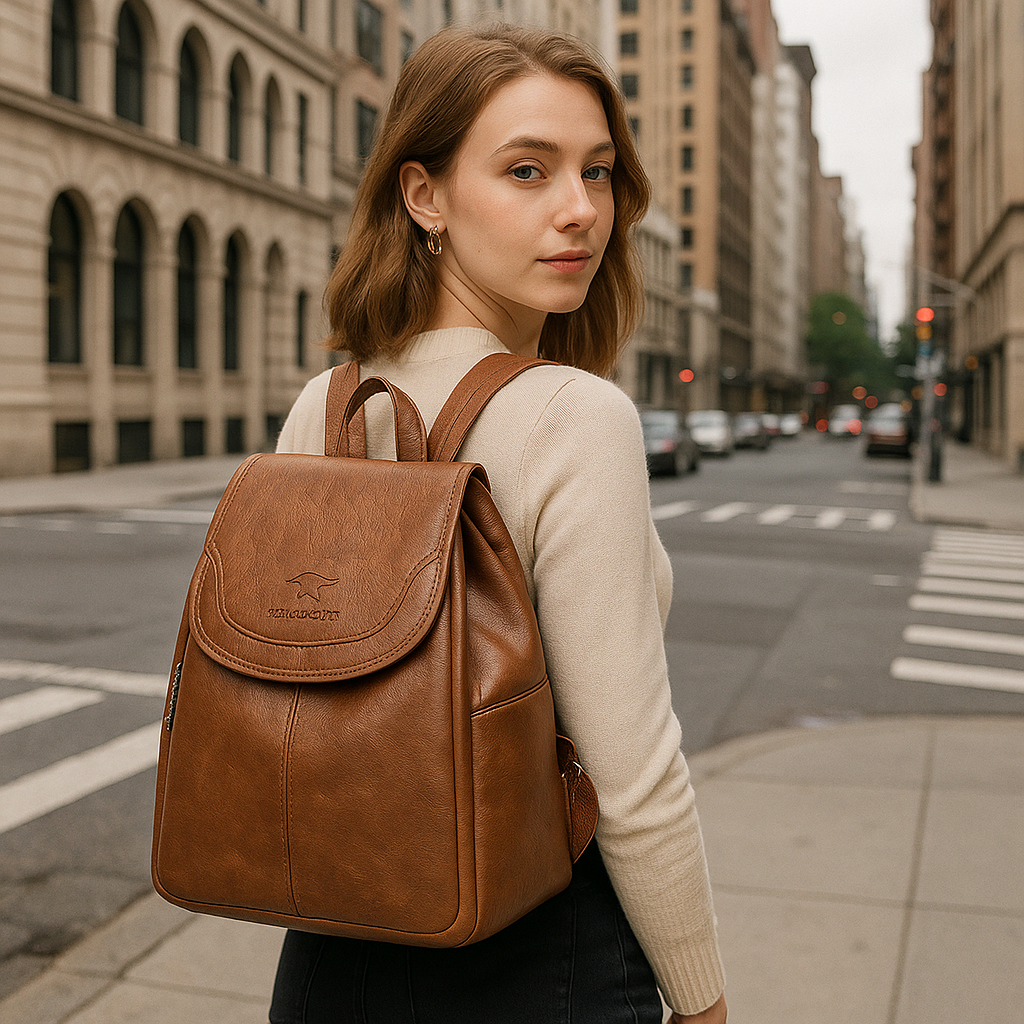 Diebstahlsicherer Lederrucksack für stilvolle Frauen | Edame