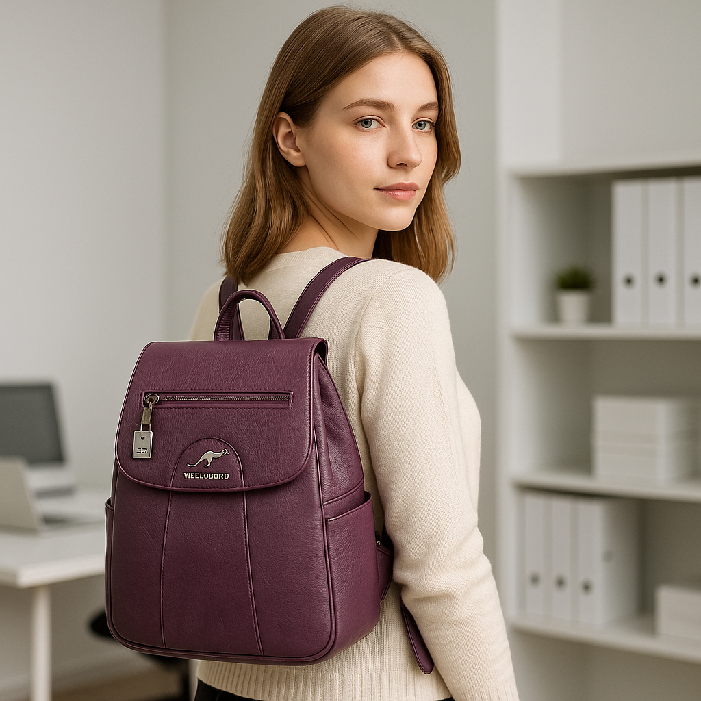 Diebstahlsicherer Lederrucksack mit großem Fassungsvermögen für Damen | Intto