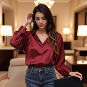 Cleora | Seidenhemd mit Langen Ärmeln für Damen