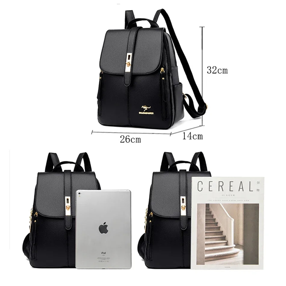 Anti-Diebstahl-Lederrucksack für Damen mit großem Fassungsvermögen | Lottie